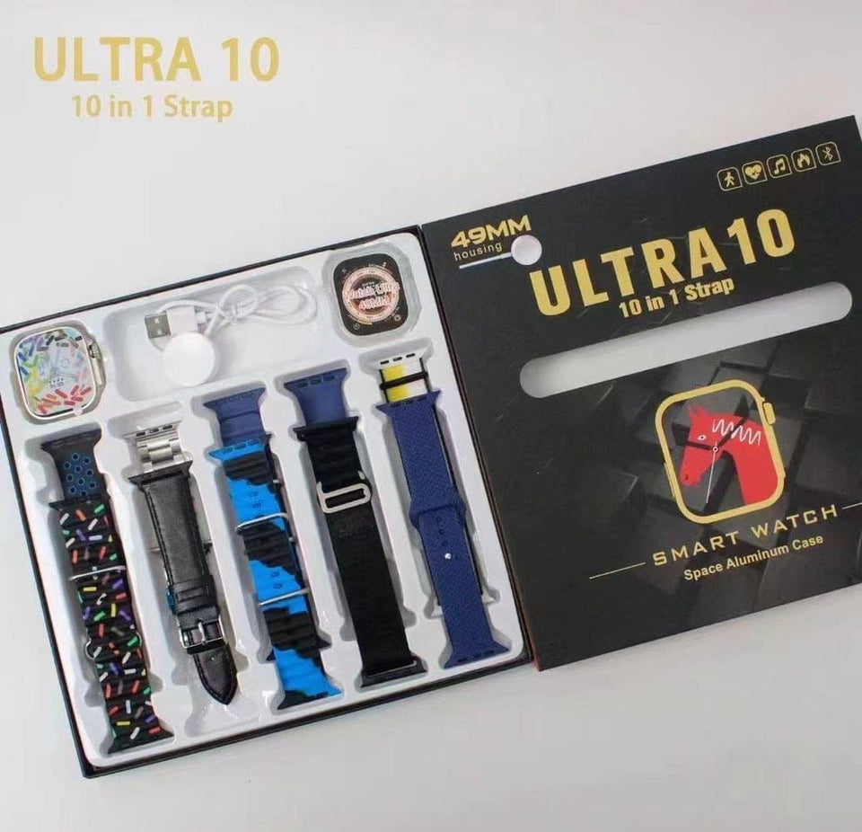 Ultra 10 smart watch 10 in 1 straps